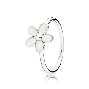 Pandora Daisy silver ring with white enamel image