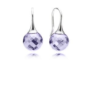 pandora Faceted silver earrings with lavender cubic zirconia earrings image