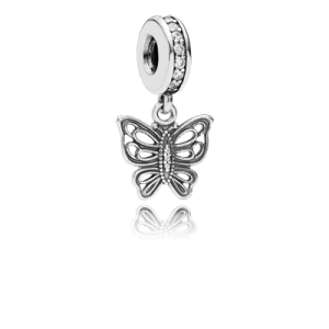 Pandora Openwork Butterfly Silver Dangle with Cubic Zirconia Charm image