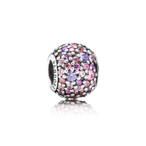 Pandora Pave silver charm with mixed shades of pink and purple cubic zirconia image