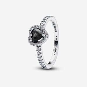 Pandora Elevated Black Heart Ring